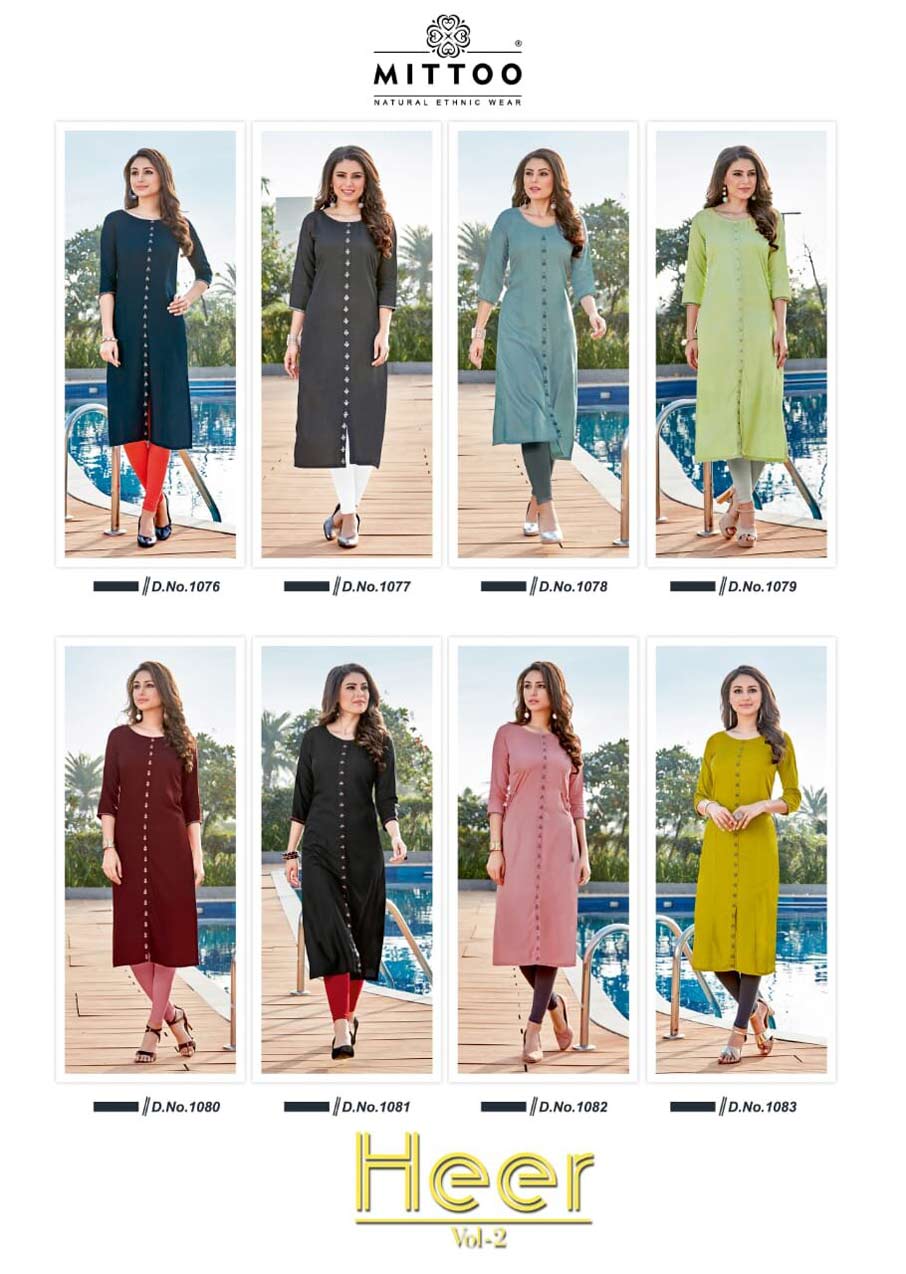 Mittoo Heer Vol-2 Rayon Slit Kurti Catalog Mittoo Heer Vol-2 Rayon Slit Kurti Catalog